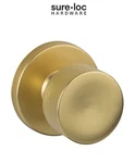 Sure-loc BG101 Sb Bergen Passage Door Knob Set With Round Rose Satin Brass. Fixed Price $65.00.