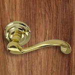 Omnia Polished Solid Brass Passage Door Lever Set. Fixed Price $49.95.