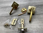 Miseno MLK3022SB Lorton Flat Bar Privacy Door Lever Set - Satin Brass Read**. Fixed Price $12.75.