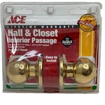 Ace Interior Locking Hall & Closet Door Knob, Polished Brass. Fixed Price $19.00.