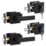 2 Square Passage Door Levers And Single Cylinder Deadbolts Combo Pack, F.... Fixed Price $85.94.