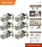 Door Knob Alloy Steel Round Privacy Lock Keyless Interior Exterior 6 Pack. Fixed Price $56.99.