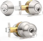 Probrico Satin Nickel Entry Door Knob And Double Cylinder Deadbolt Combo Pack,. Fixed Price $42.43.