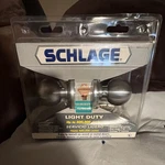 Schlage Orbit Chrome Light Duty Storeroom Door Knob Satin Keyed Entry. Fixed Price $25.78.