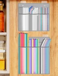 Nihome 2-PACK Large Hanging Straw Holders For Cabinet Door, Sizes, White. Fixed Price $14.69.