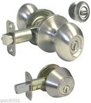 Entrance Satin Nickel Oval Egg Knob Deadbolt Combo Door Lock Lever Keyed. Fixed Price $31.99.