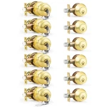 Brotima 6 Pack Keyed Alike Front Door Knob And Deadbolt Set, Entry Locks.... Fixed Price $159.27.
