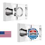 2 Pack Polished Chrome Dummy Door Knobs - Crystal Glass, Sliver Square Modern. Fixed Price $63.42.