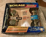 Schlage Ultima Maximum Security Deadbolt + Keyed Entry Grade 2 Two Point Locking. Fixed Price $35.00.