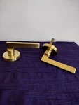 Baldwin Square Non-turning Dummy Door Lever Set Lifetime Satin Brass. Fixed Price $68.99.