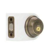 Schlage B162NV Geo #609 Antique Brass Dead Bolt Keyed Both Sides Door Set. Fixed Price $31.50.