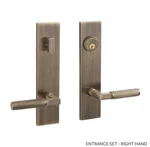 New Signature Hardware Straight Knurled Entry Door Lever Antique Brass Rh. Fixed Price $32.00.