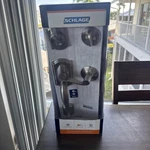 Schlage Camelot Outside Georgian Knob Entry Door + Dead Bolt Lock Set - Satin. Fixed Price $75.94.