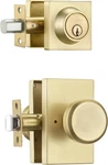 Starpy Satin Brass Exterior Keyed Entry Door Knob Lock Set With Deadbolt - New. Fixed Price $25.95.
