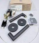 Emtek C5109US19 Stuttgart Passage Door Lever Set With Disk Rose In Flat Black. Fixed Price $128.96.