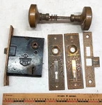 Vintage Corbin Bronze Ceylon Passage Door Knob & Lock Set - 1031241. Fixed Price $189.10.