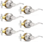 Satin Nickel Wave Door Levers - Keyless Interior Handles, 6 Pack. Fixed Price $100.99.