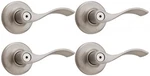 Kwikset Balboa Satin Nickel Privacy Bed Bath Door Lever Reversible 4 Pack Handle. Fixed Price $116.14.