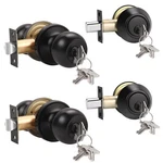 Knobonly 2 Pack Entry Door Knobs With Double Cylinder Deadbolt, Same Keys One. Fixed Price $64.49.