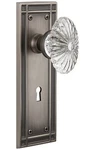 Nostalgic Warehouse Mission Plate With Keyhole Oval Fluted Crystal Glass Knob. Fixed Price $45.00.