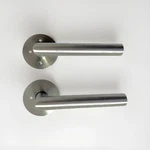 Emtek Privacy, Disk Rosette, Stuttgart Lever, Brushed Stainless Steel, Rh. Fixed Price $76.00.