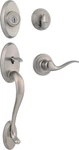 Kwikset Shelburne Handleset Satin Nickel Tusin Lever & Keyed Deadbolt Read. Fixed Price $39.95.