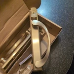 Pella Baldwin Ambrose Sliding Door Handles Satin Brass. Fixed Price $200.00.
