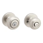 Kwikset Cove Satin Nickel Keyed Entry Door Knob Featuring Smartkey Security. Fixed Price $16.00.