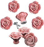 Knobs, 8PCS Elegant Pink Rose Pulls Flower Ceramic Cabinet Cupboard Dra.... Fixed Price $22.15.