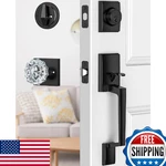Calzibeno Black Front Door Handle & Deadbolt Set W/ Crystal Knobs. Fixed Price $92.86.