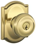 Schlage F51-GEO-CAM Georgian Keyed Entry Door Knob Set Brass. Fixed Price $73.75.