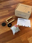 Viaggio 602957 Circolo Rosette Passage (2 3/4") Rebar Lever Satin Brass & Black. Fixed Price $85.00.