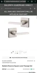 Baldwin Reserve Square Lever Passage Set Contemporary Satin Nickel Universal. Fixed Price $65.00.