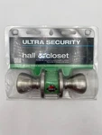New Ultra Security Hall And Closet Silver Interior Non Locking Door Knob 43976R1. Fixed Price $12.57.