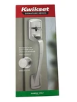 Kwikset Prague Door Handle With Round Pismo Knob Satin Nickel 98150-023 (ob). Fixed Price $49.95.
