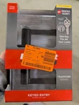 Kwikset Trafford Keyed Entry Handle W/ Smartkey In Matte Black Model 97403-073. Fixed Price $45.00.