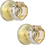 Clctk Champagne Crystal Glass Dummy Door Knob Non-turning Satin Brass 2-PACK New. Fixed Price $7.95.