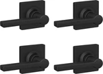 Matte Black Straight Lever Door Handle Set With Square Trim - 4 Pack. Fixed Price $99.99.