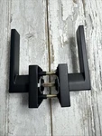 Ticonn Matte Black Door Handle Lever Set Square Modern Open Box. Fixed Price $40.00.