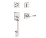 New Kwikset Amador Satin Nickel Entry Door Handleset Square Rose Hollis Lever. Fixed Price $34.95.