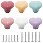 6 Pcs Glossy Ceramic Cabinet Knobs, Heart Shaped Drawer Dresser Kitchen.... Fixed Price $18.42.