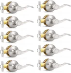 Satin Nickel Wave Style Door Levers - Keyless Handles, 10 Pack. Fixed Price $183.99.