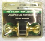 New Brainerd Brass Plated Hall & Closet Non-locking Key-less Round Door Knobs. Fixed Price $10.78.