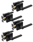 Tinewa 4 Pack Square Privacy Matte Black Door Levers Locksets, Bed/bath. Fixed Price $97.99.