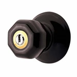 Black Hexagonal Door Knob With Porcelain Lock 2 Adjustable Backset. Fixed Price $79.99.