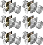 6 Pack Brushed Nickel Door Knobs With Square Rosette,pismo Lock,p. Fixed Price $91.98.