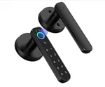 Offtv Fingerprint Door Lock, Smart Handle, Biometric With Passcode, Black. Fixed Price $49.99.