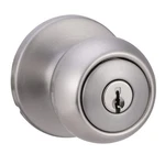 Amazon Basics Exterior Door Knob With Lock, Coastal, Satin Nickel. Fixed Price $17.49.