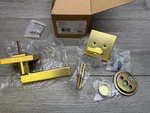 Kwikset 971HFLSQT-4 Halifax Lever Interior Pack, Satin Brass, Square Rose Read. Fixed Price $24.99.