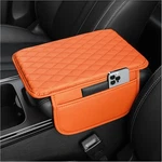 Upgraded Car Center Console Cover, Microfiber Leather Armrest Orange. Fixed Price $14.69.